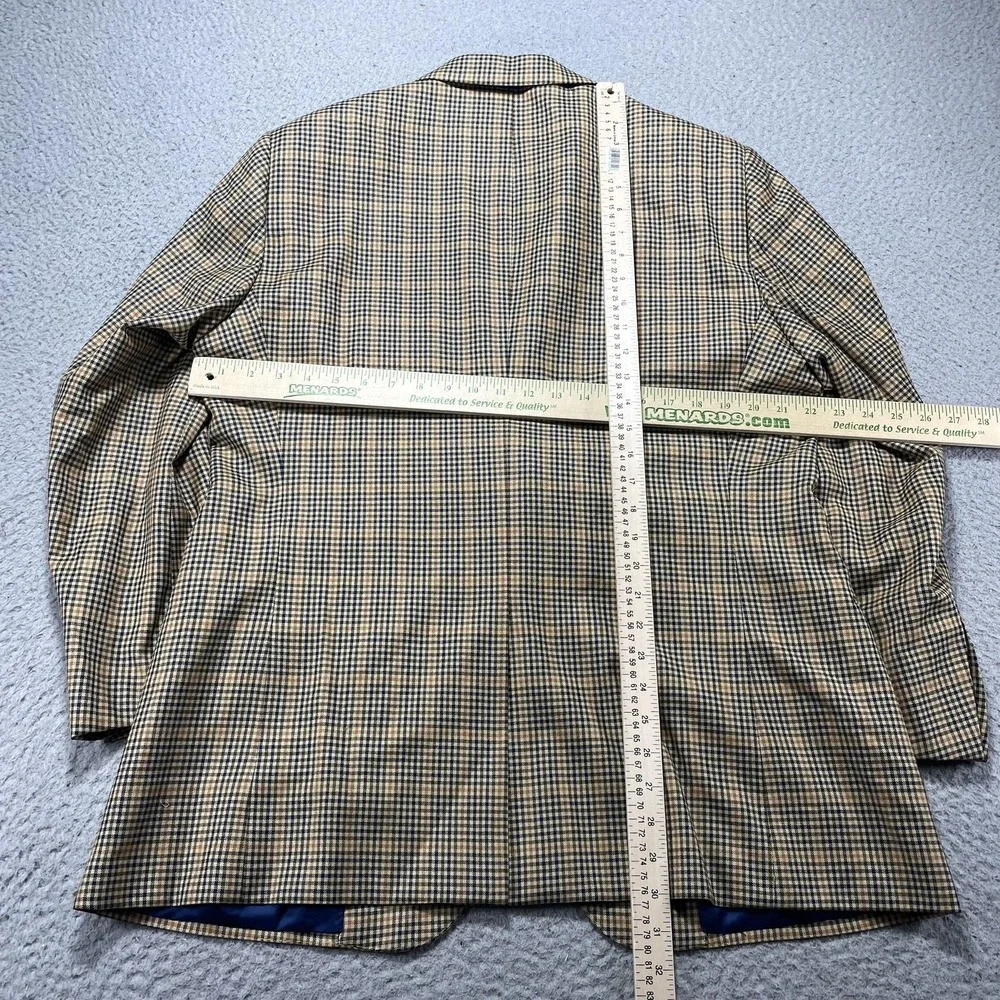 J. Hilburn Sport Coat Mens 44R Beige Check Wool Vitale Barberis Canonico Blazer